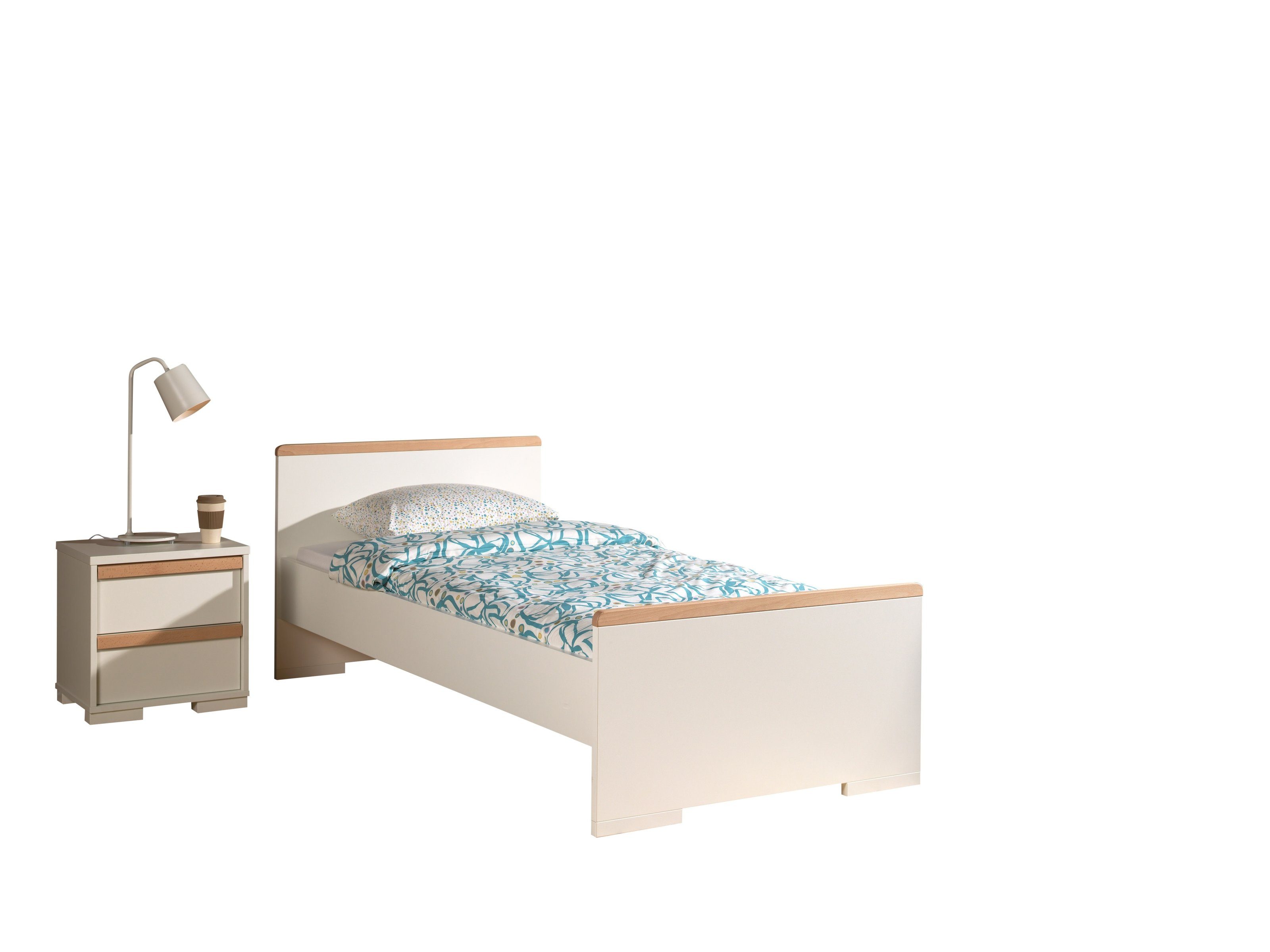 Vipack Jugendzimmer-Set in Weiß/Buche mit 2 Schubladen.