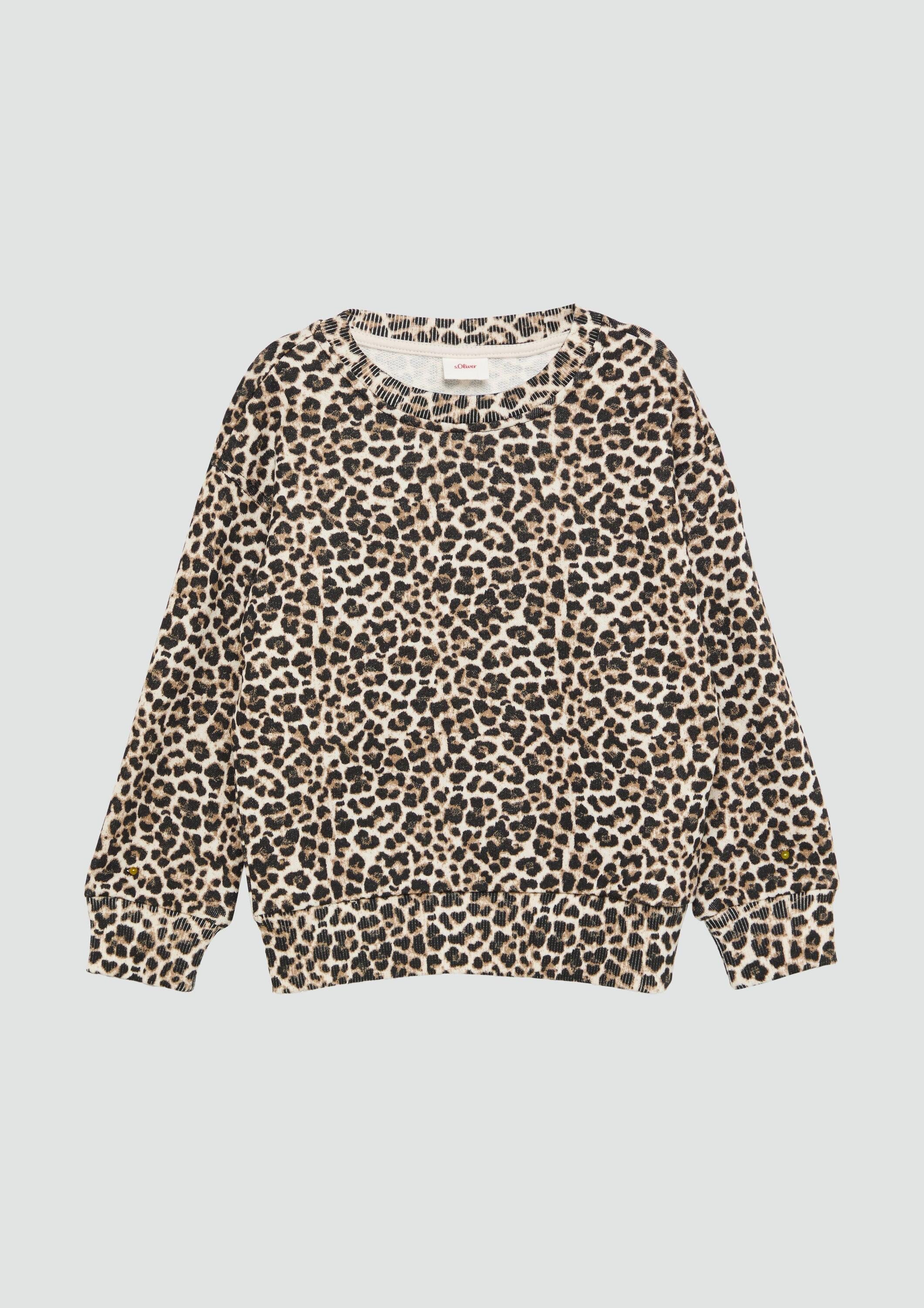 s.Oliver Sweatshirt Sweatshirt Oversized-Sweatshirt mit Leo-Print