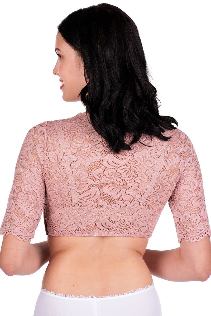 Spieth & Wensky Dirndlbluse Dirndlbluse - ANSBACH - altrosa, dunkelgrün günstig online kaufen