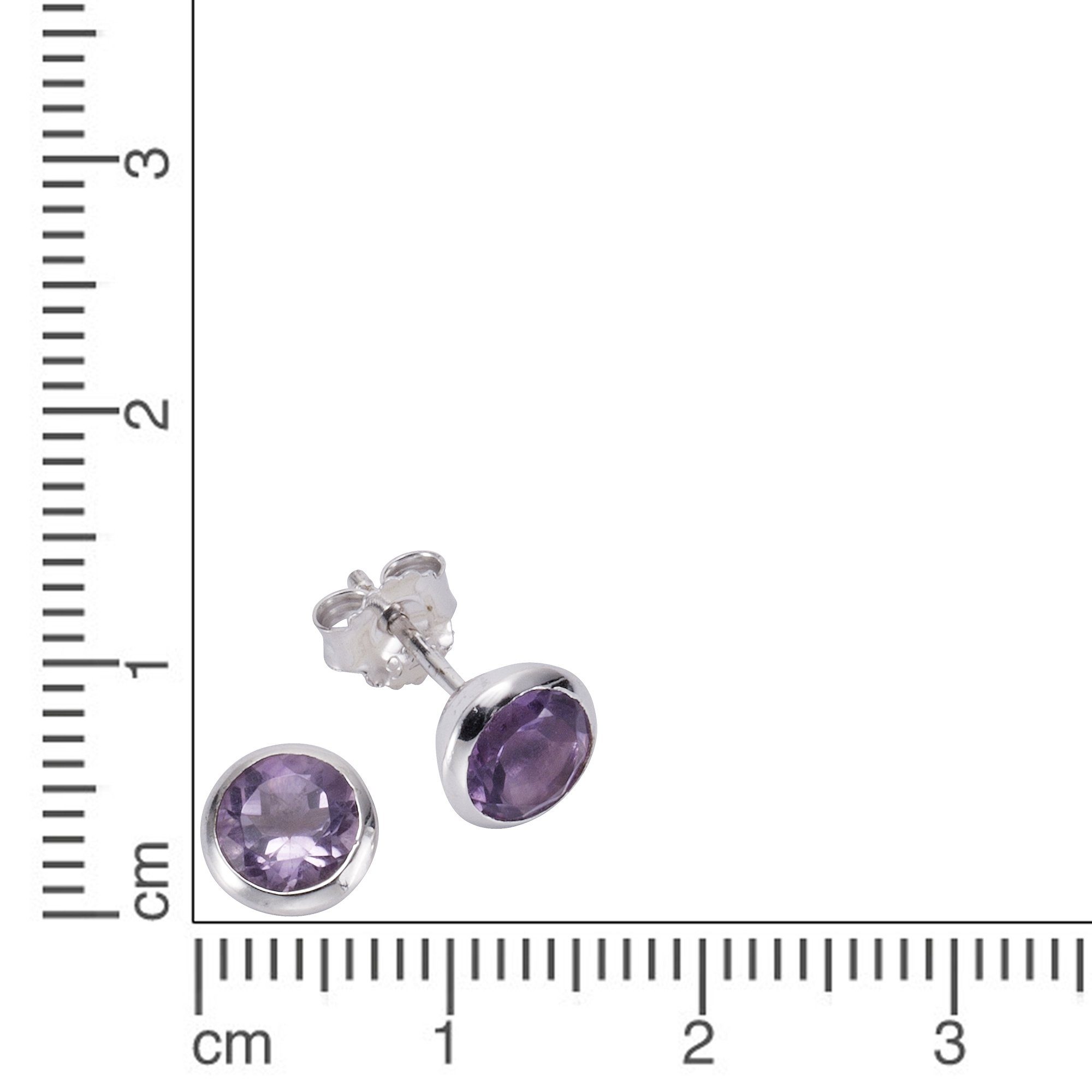 Zeeme Paar Ohrstecker Silber 925 rhodiniert mit echtem Amethyst 7,5mm günstig online kaufen