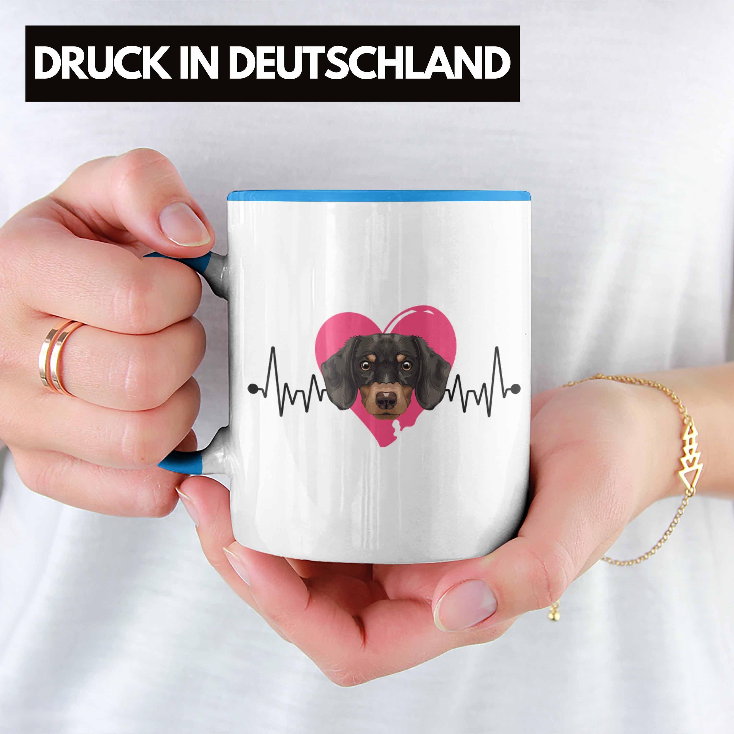 Spruch Blau Geschenkidee Geschenk Trendation Besitzer Dackel Herzschlag Tasse Tasse Lustiger