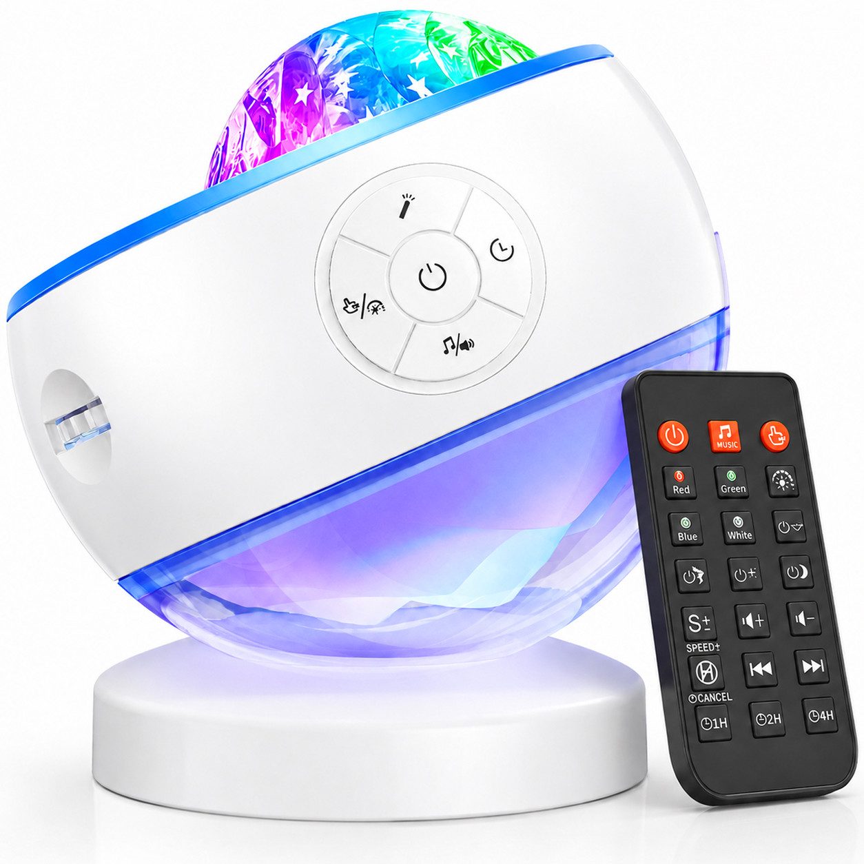 Futicare Nachtlicht LED Sternenhimmel Projektor mit Nordlicht, 16 Farben & 300 Lichtmodi, 5 Motive, Bluetooth-Lautsprecher, 10 Weißrausch-Klänge, Fernbedienung & Timer, Geschenk für Geburtstag & Weihnachten