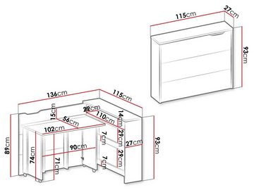 MIRJAN24 Schreibtisch Work Concept CW-01 (interne Regale), Klappbarer, mit Rollen zum einfacheren Aufklappen ausgestattet