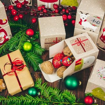 suebidou befüllbarer Adventskalender Weihnachtskalender Stapelkisten mit Wichtelmotiven zum Befüllen