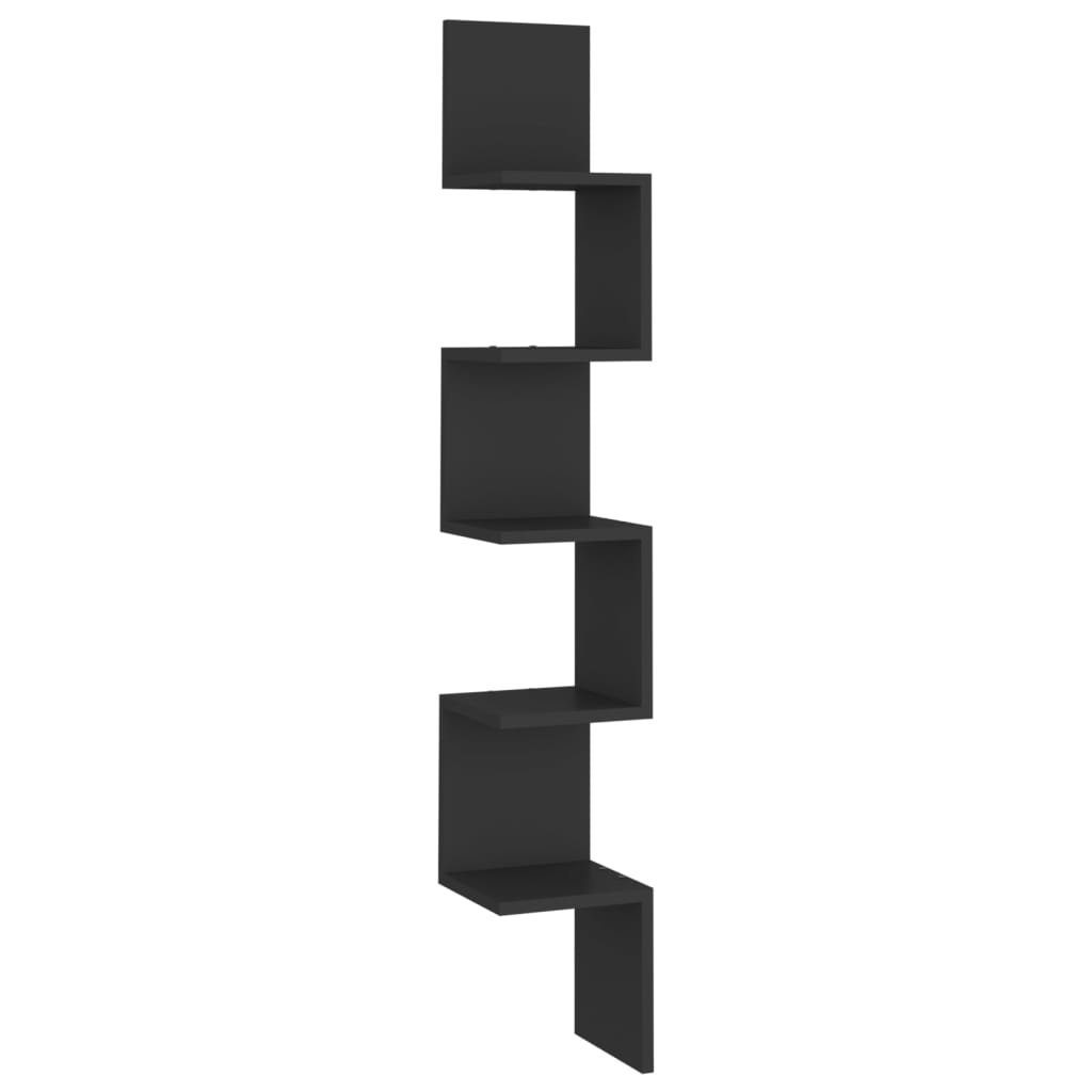 1-tlg. Holzwerkstoff, 20x20x127,5 Schwarz cm Regal vidaXL Wand-Eckregal
