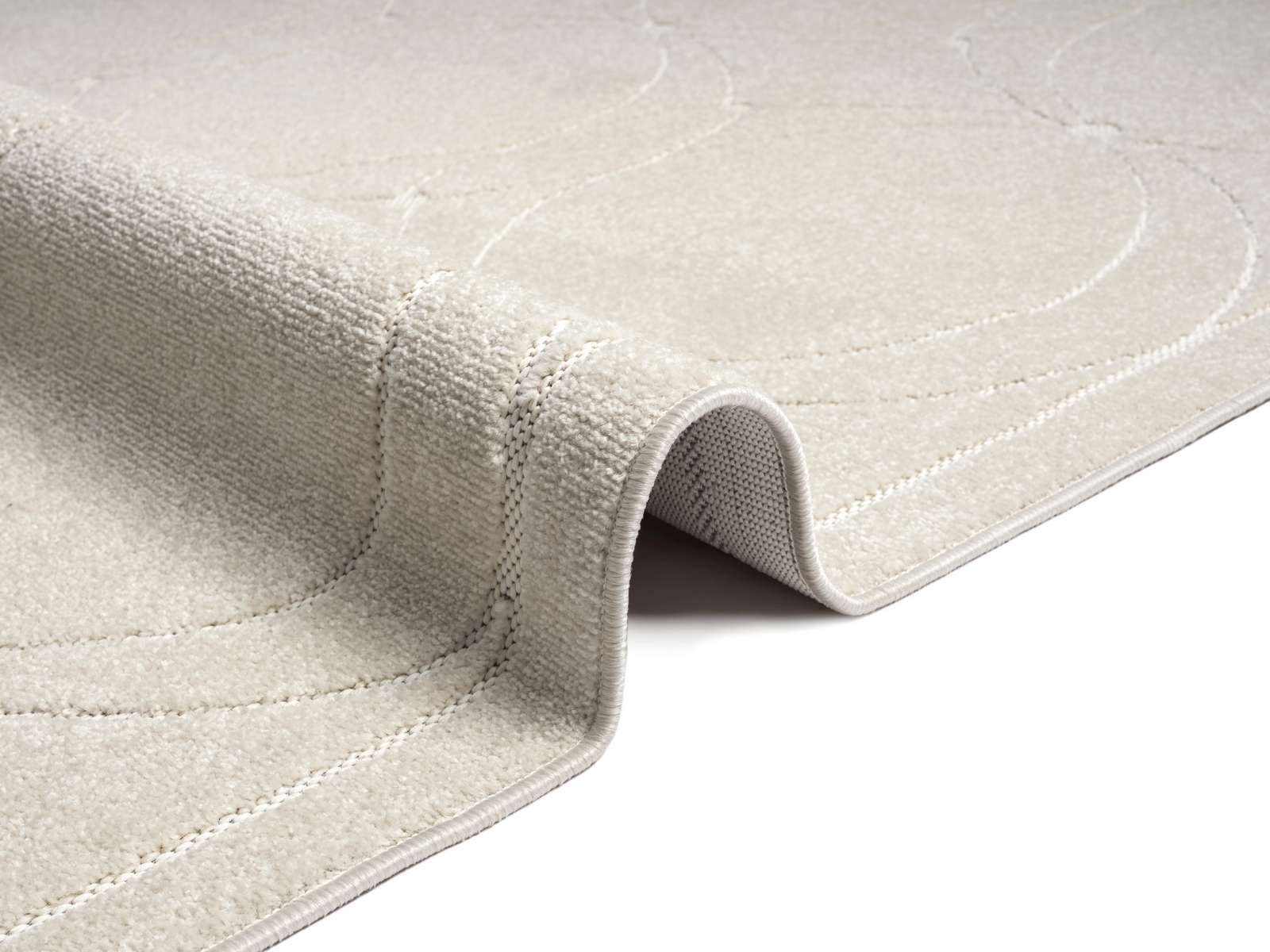 TaCa Home Teppich Outdoor & Indoor Teppich wetterfest waschbar Florentiner Design, rechteckig, Höhe: 5 mm, Terrasse Balkon Garten Wohnzimmer Bad Küche, Creme Kreise - 200x290cm