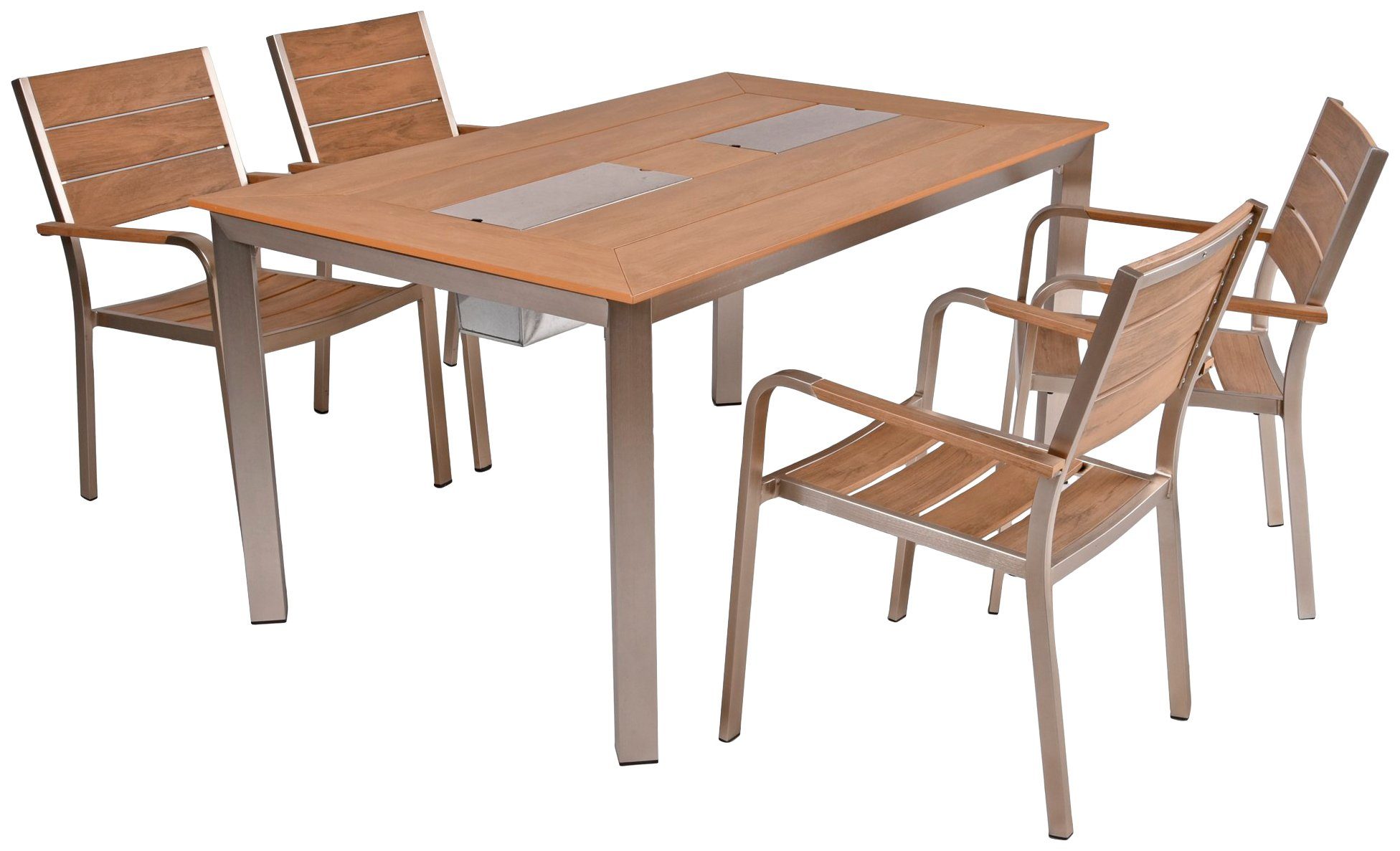 Garden Pleasure Garten-Essgruppe FLORENCE, (5-tlg), mit platzsparenden Stapelstühlen