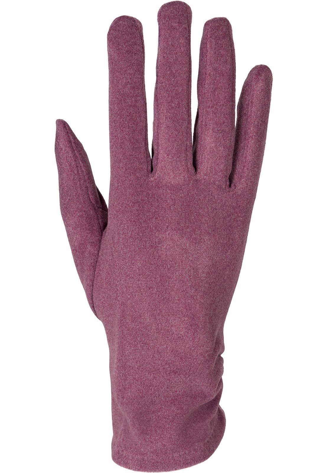 seitlich Touchscreen Violett Handschuhe gerafft Fleecehandschuhe styleBREAKER