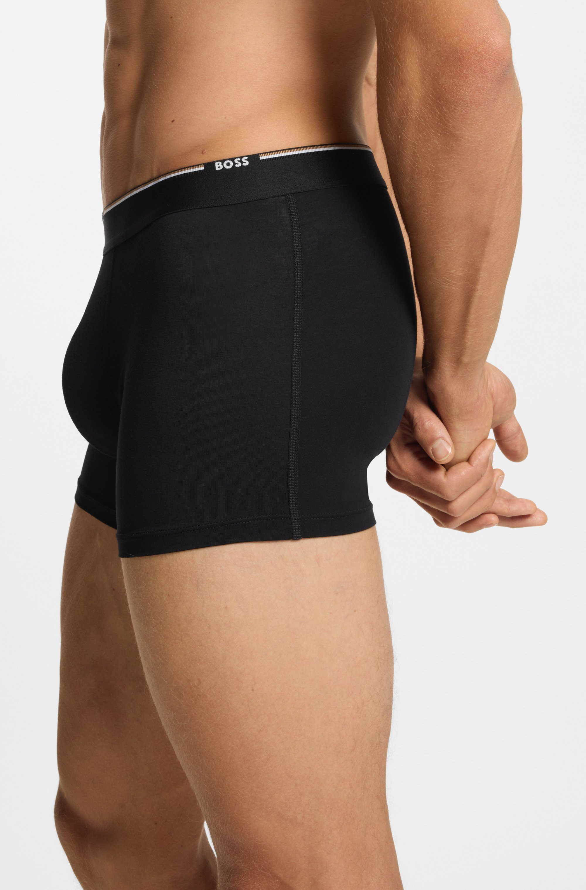 BOSS Boxer Boxer Brief 3P Bamboo (Packung, 3-St) mit Logoschriftzug auf dem Bund