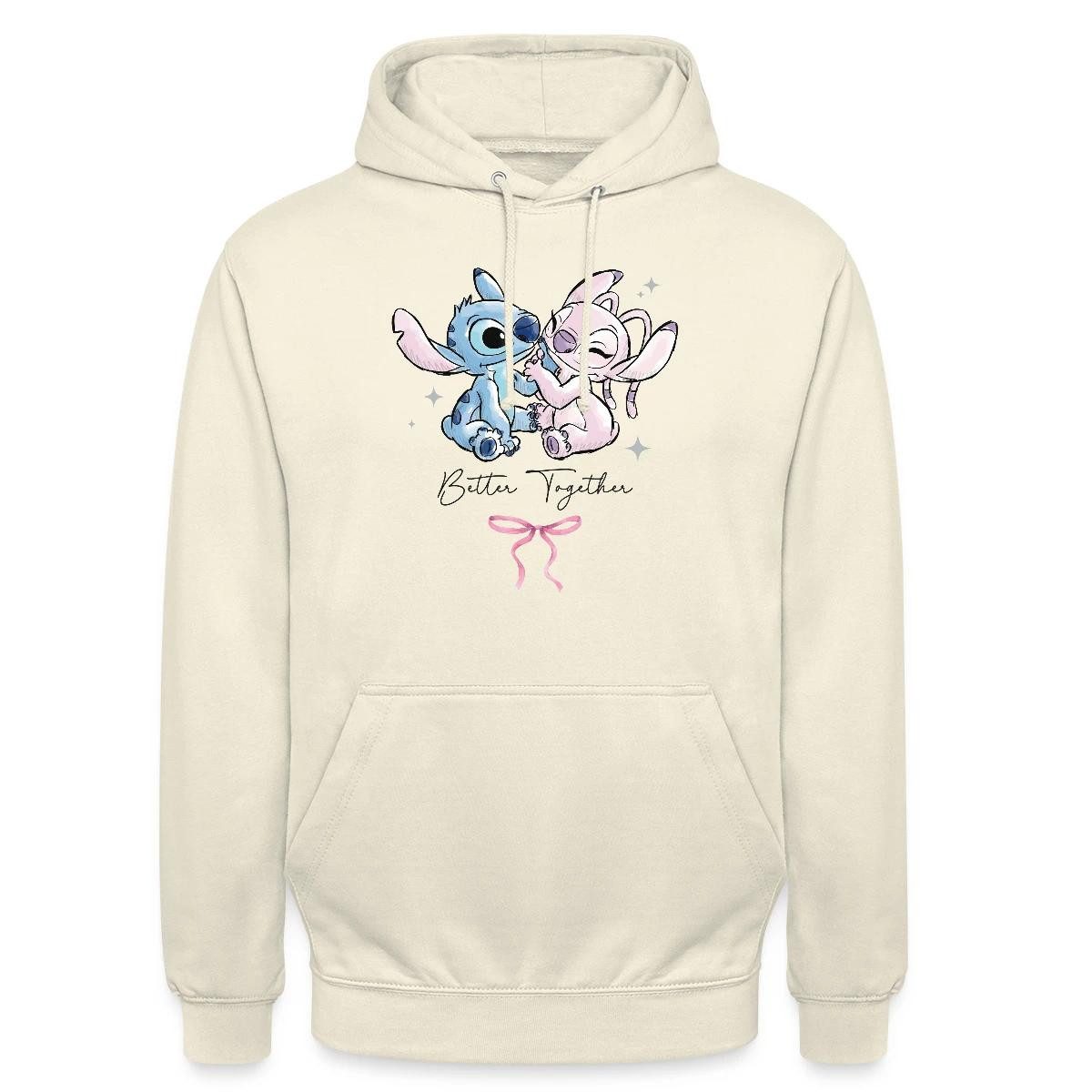 Spreadshirt Hoodie Lilo & Stitch, Angel Und Stitch Better Together Unisex Hoodie (1-tlg) Unisex-Schnitt: Sitzt bei Männern körpernah, bei Frauen weit