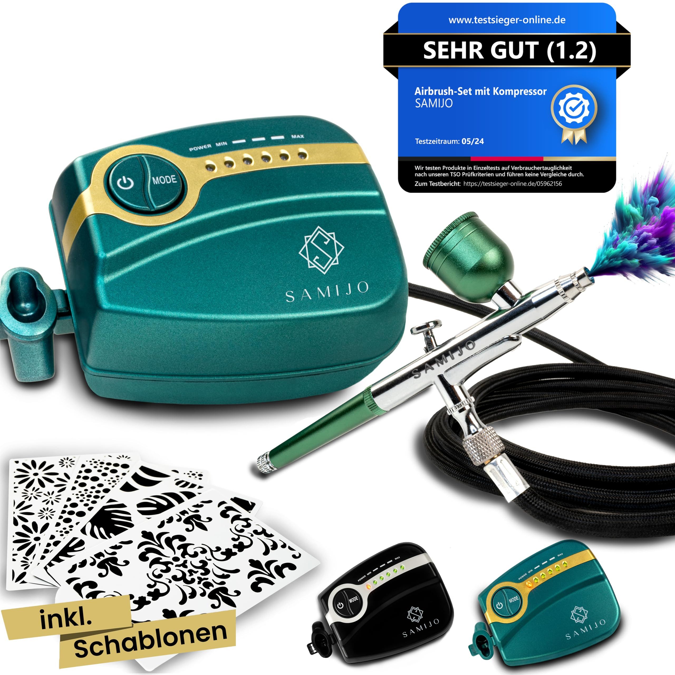 Samijo Airbrushpistole, Dual-Action, 5 Druckstufen & 3 Becher für vielseitiges Airbrushen