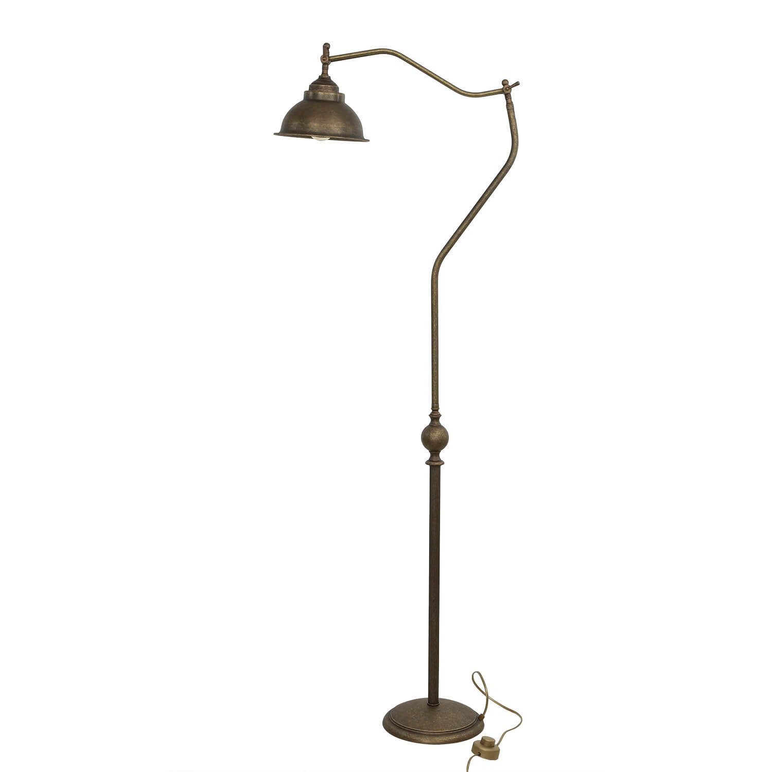 Licht-Erlebnisse Stehlampe OSLO, ohne Leuchtmittel, Standleuchte Antik Messing Bronze Handarbeit E27 Vintage Wohnzimmer