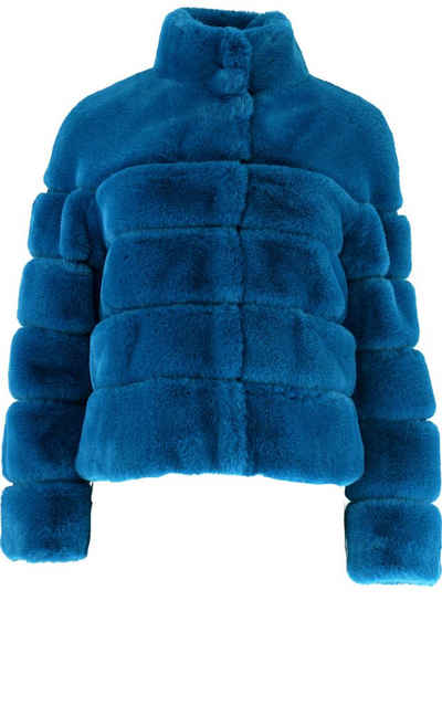 Antonio Cavosi Winterjacke hochwertige Web-Pelz Jacke in blau