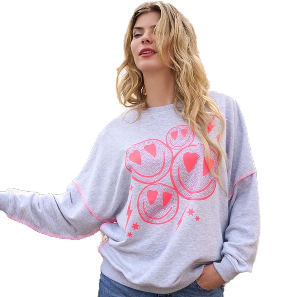 Miss Goodlife Sweatshirt Miss Goodlife MG12932 Roundneck Heartface Flashy S günstig online kaufen