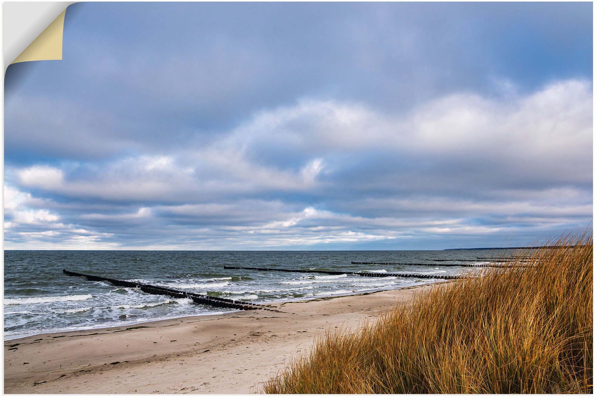 Wandaufkleber der Alubild, Buhnen (1 Artland oder versch. Ostsee III, an Strandbilder in als Wandbild Größen Poster der Leinwandbild, St), Küste