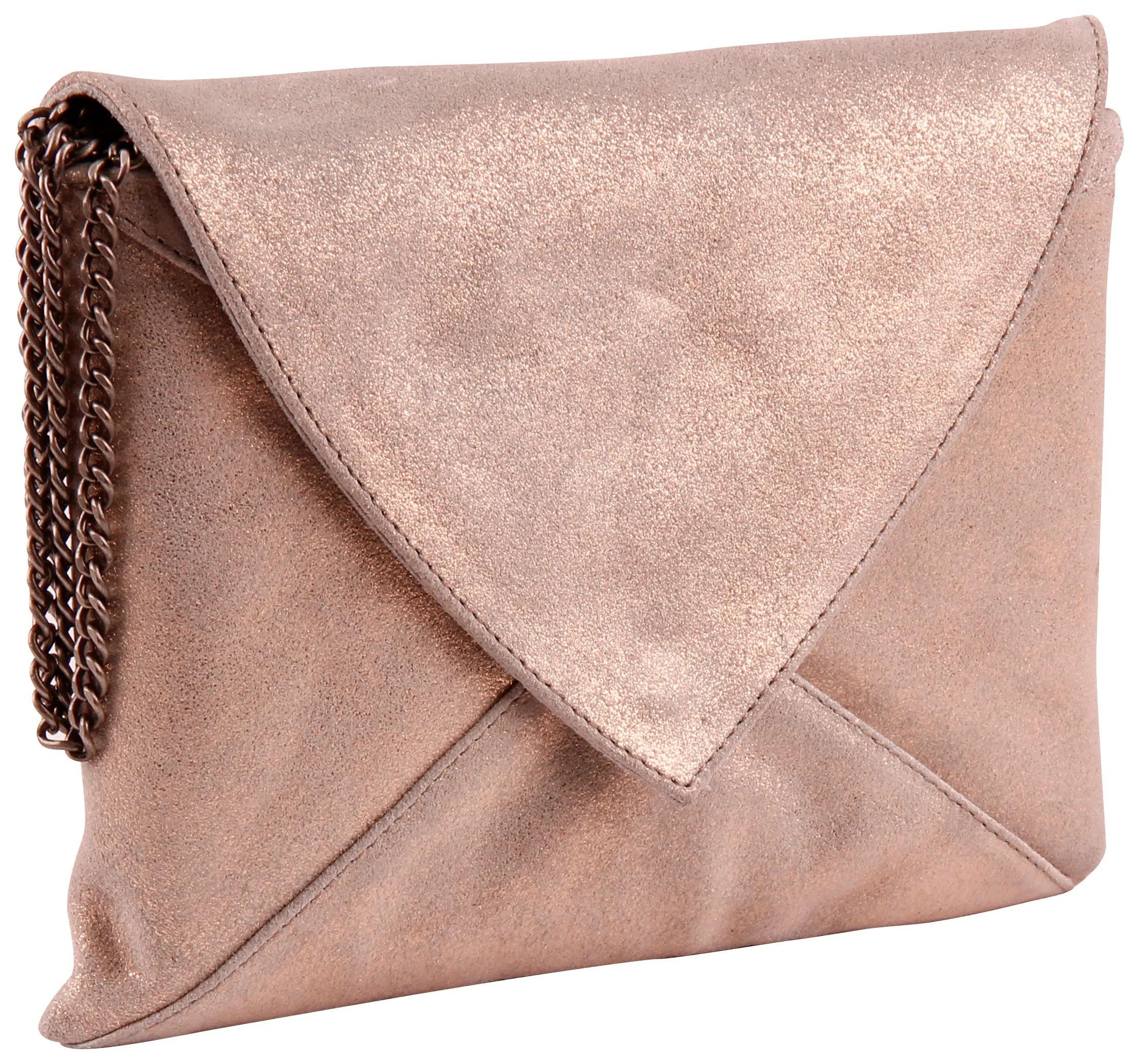 Handtasche 2x Handtasche/Clutch aus Leder 20x14cm Kupfer 400051C