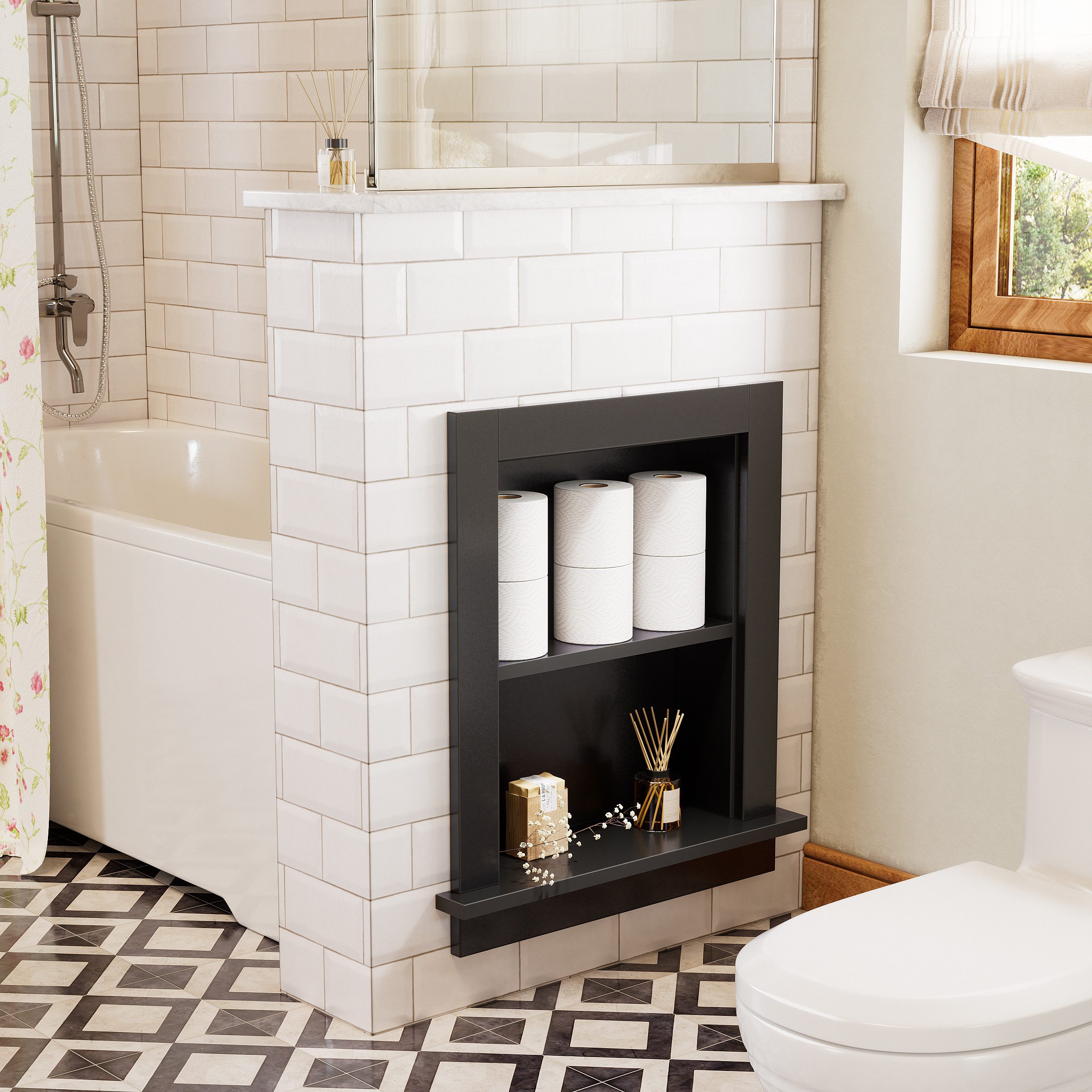 TWSOUL Duschwand Wandnische Duschnische mit Rahmen Wandregal wasserdichte, günstig online kaufen