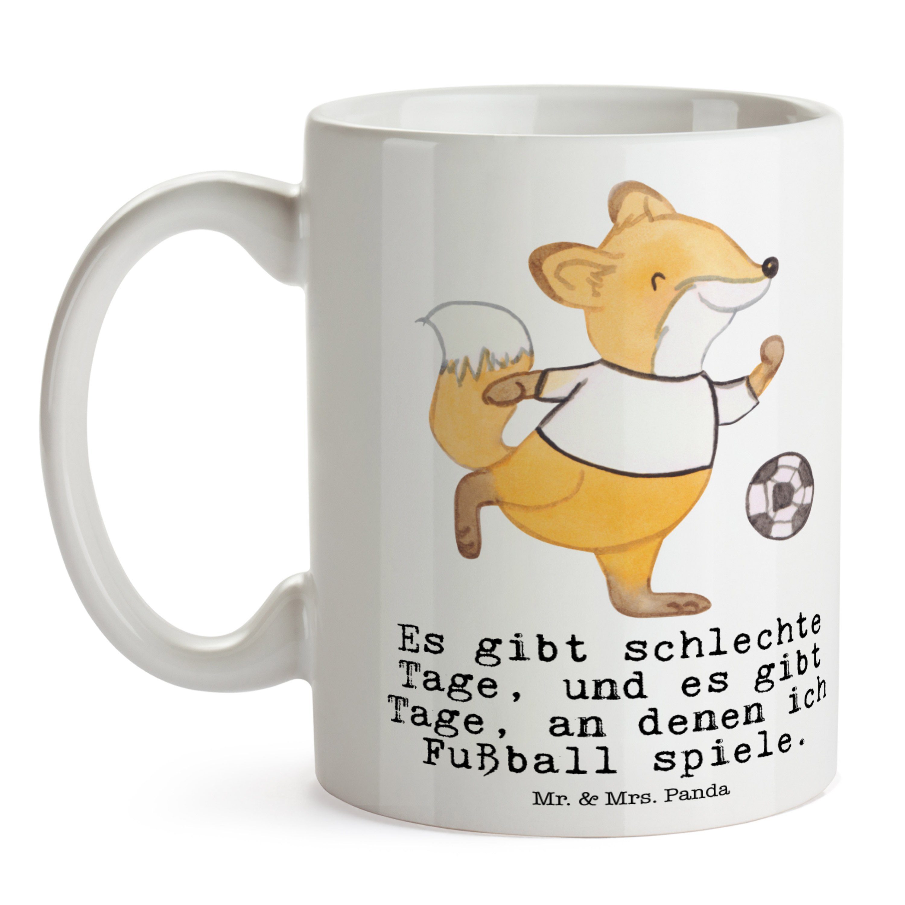 Mr. & Mrs. Panda Tasse - spielen - Tasse, Geschenk, Fuchs Tage Bolzplatz, Büro Fußball Weiß Keramik
