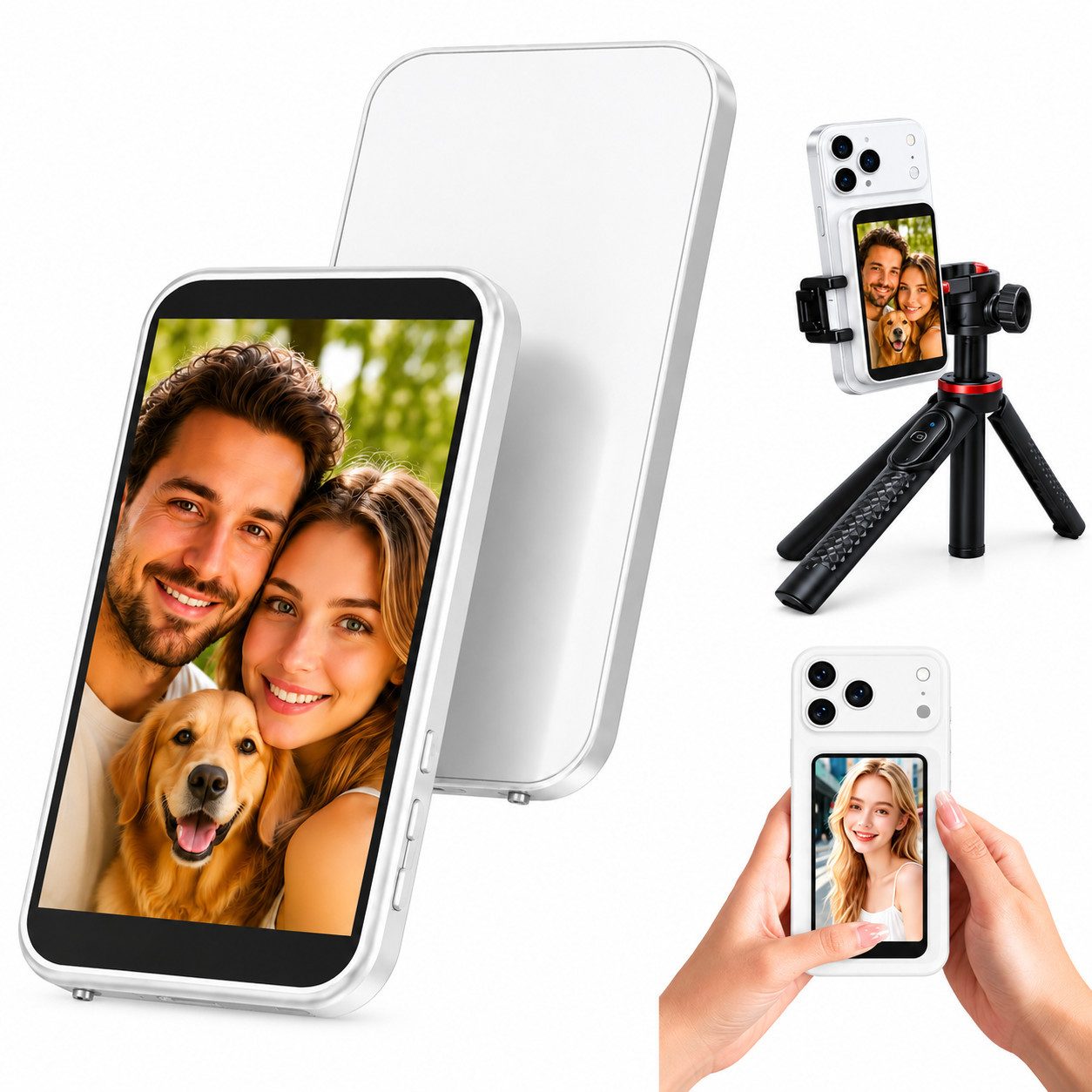 Luckice Magnetischer Selfie-Monitor, 7,5cm, kabellos, für iPhone & Android Selfiestick