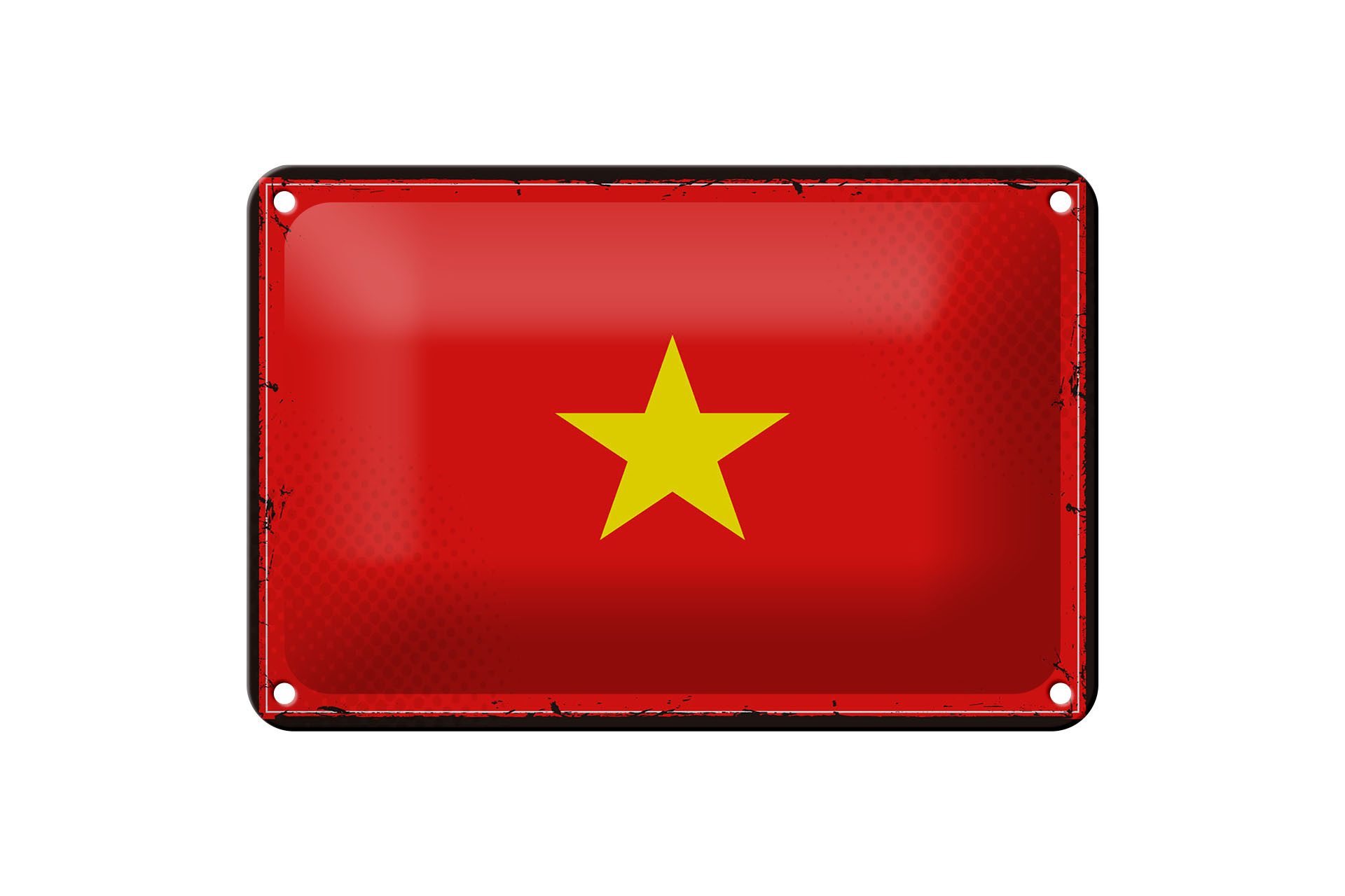 Femer GmbH Metallschild Flagge Vietnams 18x12cm Retro Flag of Vietnam, (1 St), gewölbte Oberfläche, abgerundete Ecken, umgeschlagene Kanten