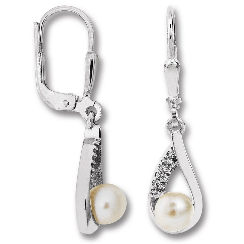 ONE ELEMENT Paar Ohrhänger Zirkonia Ohrringe Ohrhänger aus 925 Silber,  Damen Silber Schmuck, Verschluss : Brisur