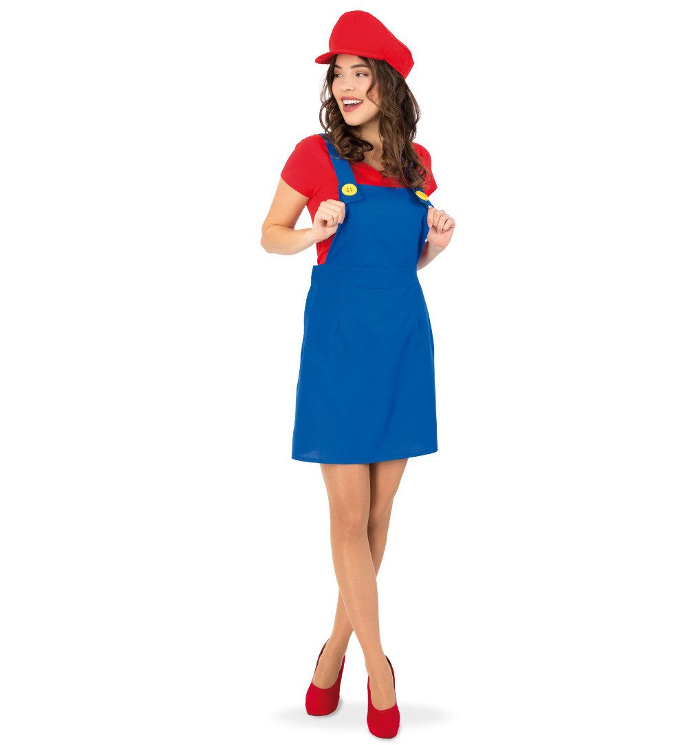 Fries Latzrock Latzrock Blau Kostüm Kleid Mario Fasching Karneval Party Cos günstig online kaufen