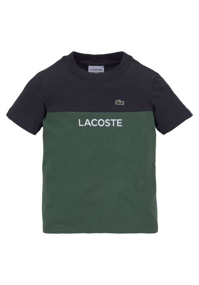 Lacoste T-Shirt mit dezenten Labelapplikationen auf der Brust, Mit dezenten  Labelapplikationen auf der Brust