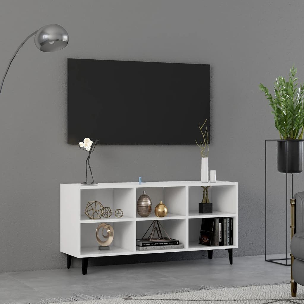 furnicato TV-Schrank mit Metallbeinen Weiß 103,5x30x50 cm
