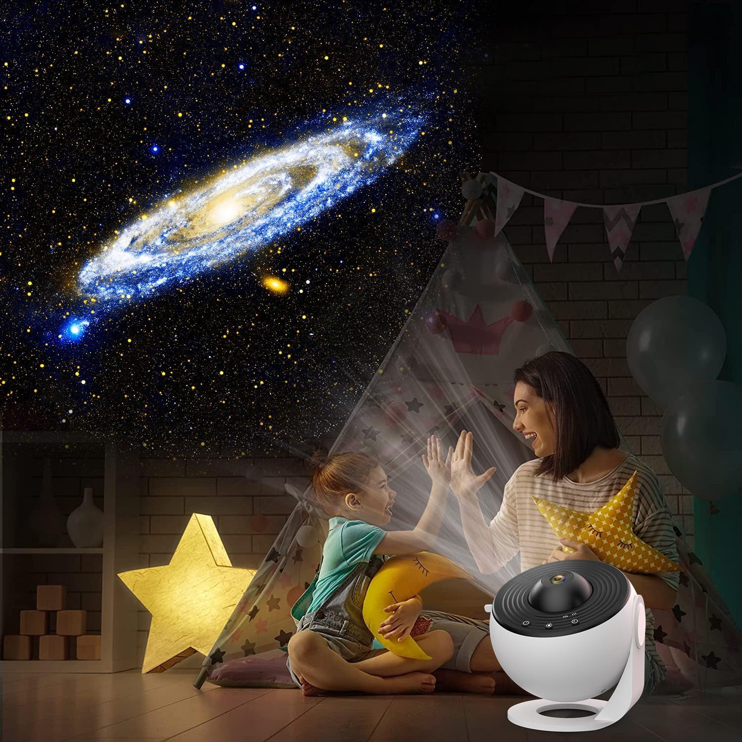 MUPOO Nachtlicht LED Sternenhimmel, Galaxy Projektor Lampe,LED Nachtlicht,360°drehbar, Timer,HD-Bild,für Schlafzimmer,Kinderzimmer,Spielzimmer Deko,Geschenke