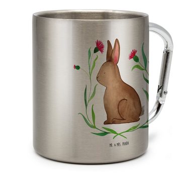 Mr. & Mrs. Panda Tasse Hase Sitzen - Transparent - Geschenk, Osterdeko, Geschenke zu Ostern, Edelstahl, Einzigartiges Design