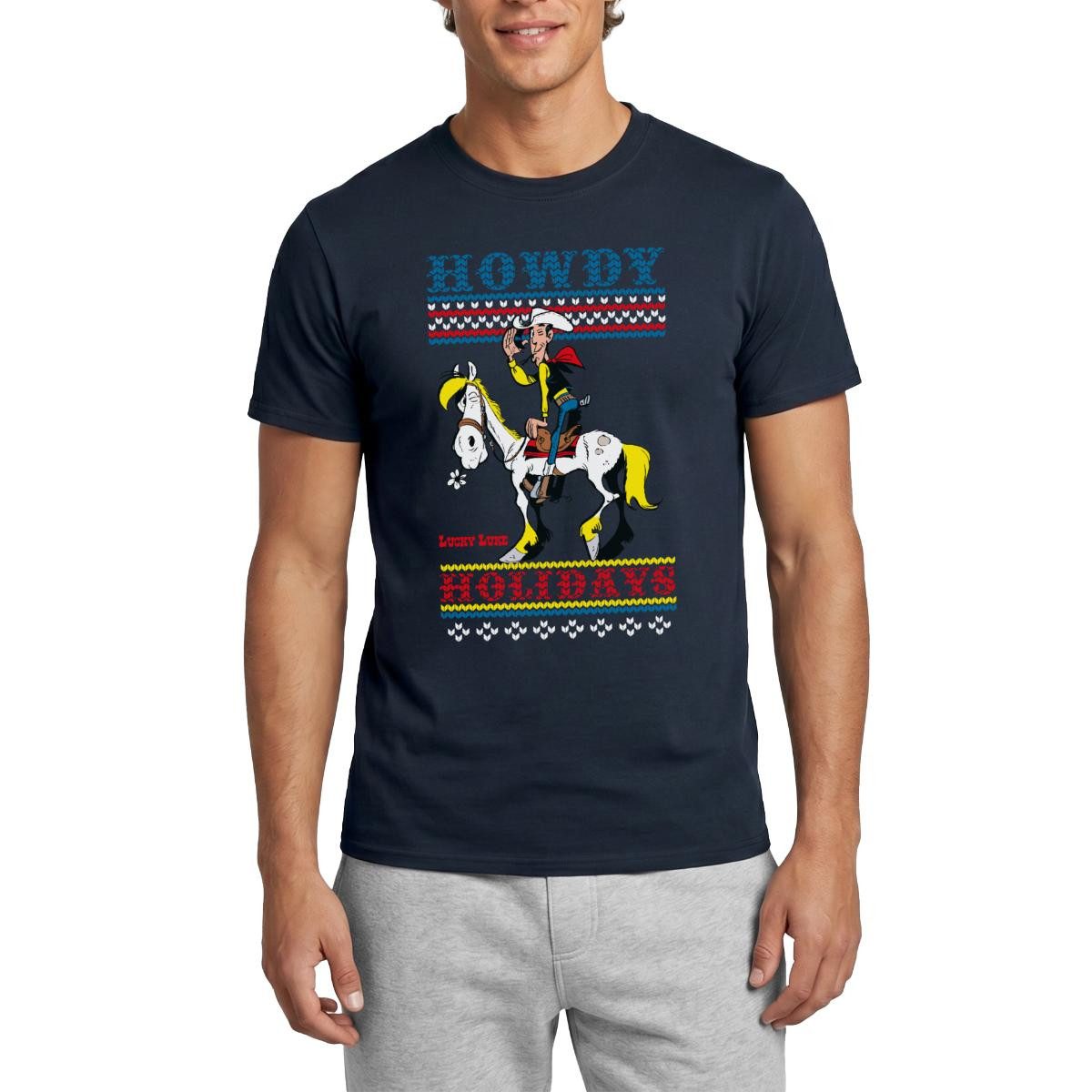 T-Shirt Lucky Luke Howdy Holidays Ugly Christmas Männer T-Shirt