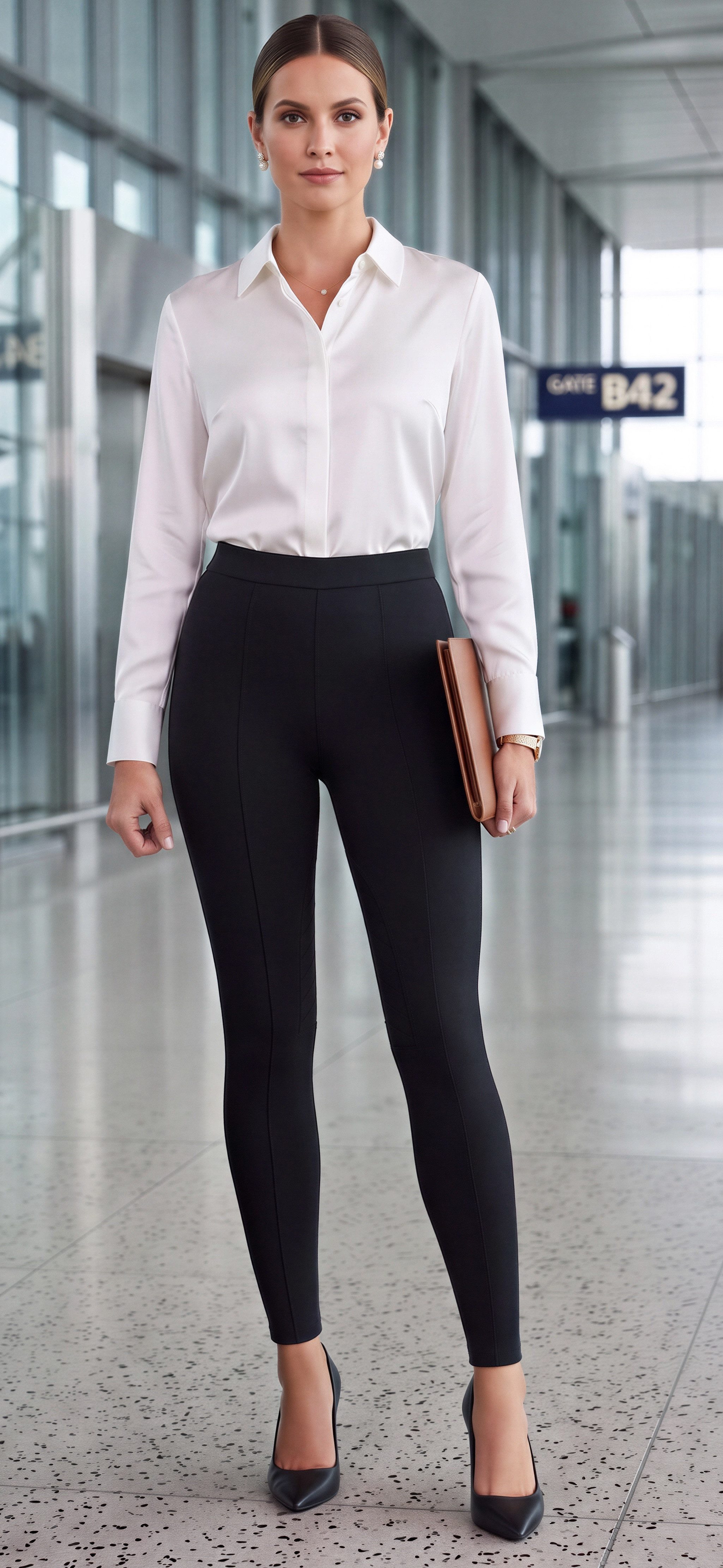 Bas Bleu Leggings mit dekorativen Nahtdetails