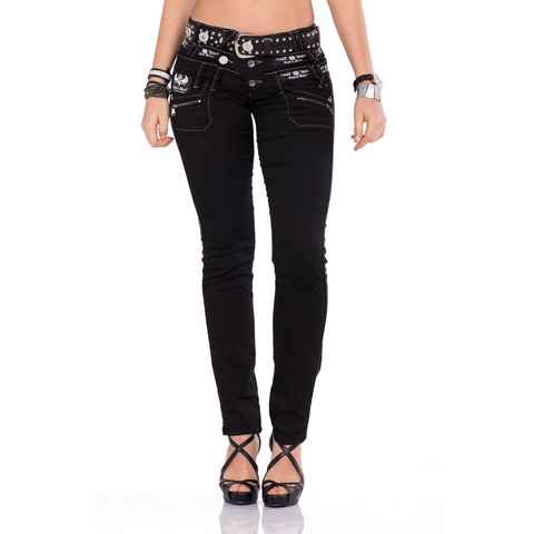 Cipo & Baxx Bequeme Jeans im Straight Fit-Schnitt und coolem Gürtel