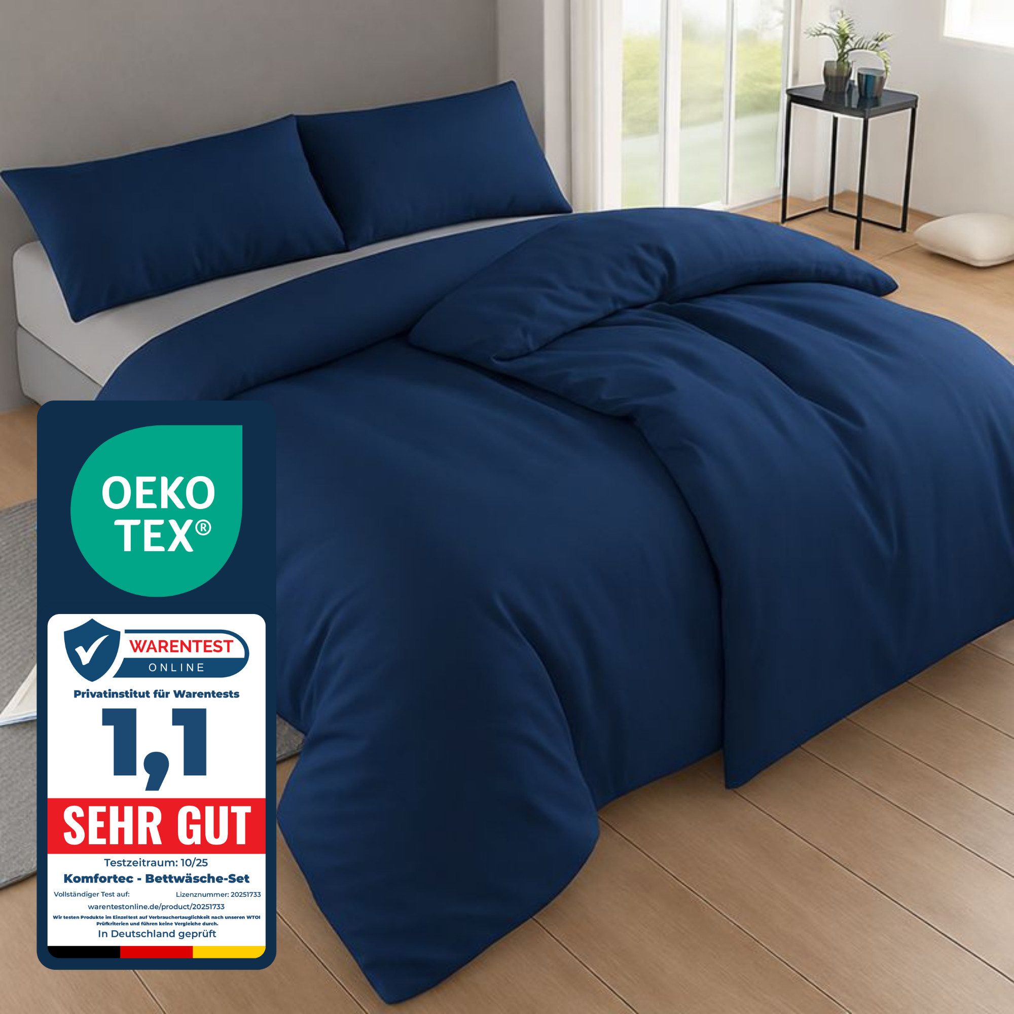 Komfortec Bettwäsche Premium, 135 x 200 bis 220 x 240 cm, 6 verschiedene Größen zur Auswahl, gebürstet 100% Mikrofaser, 4 teilig, Superweiches Bettwäsche-Set, Knitterfrei, Atmungsaktiv