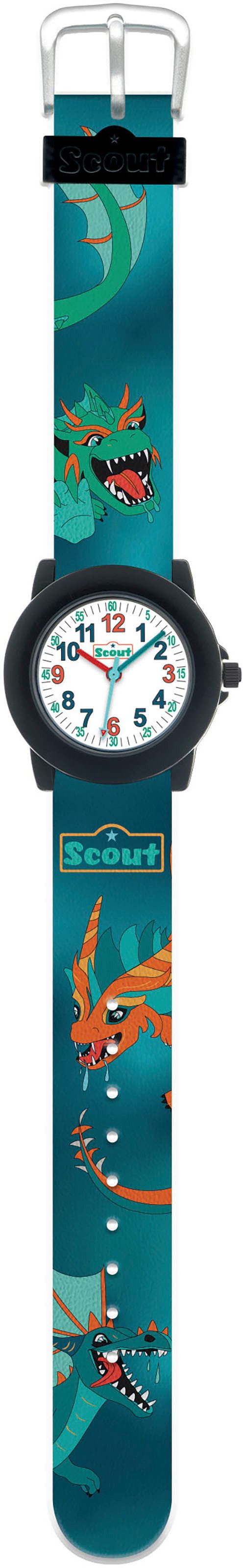Scout Quarzuhr Crystal 280305044, Armbanduhr, Kinderuhr, Geschenkidee, Schulanfang, Jungen, Drachen