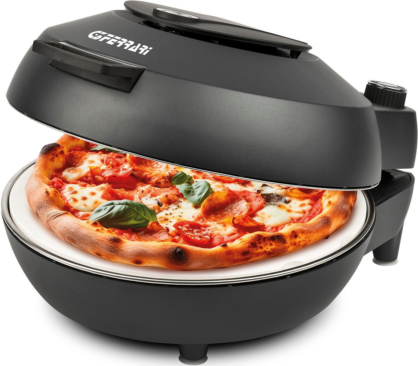 G3 Ferrari Pizzaofen G10199 Pummarola bis 420 °C, mit Backthermostat, Pizzawendestein, schaltbare Ober- und Unterhitze im edlen Design