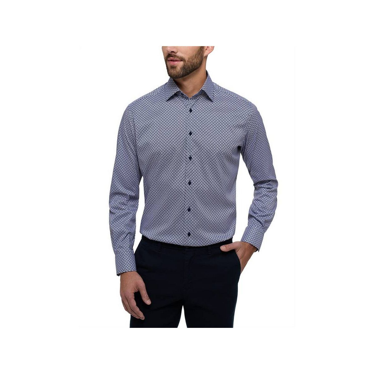 Eterna Langarmhemd uni (1-tlg) dunkelblau | Hemden