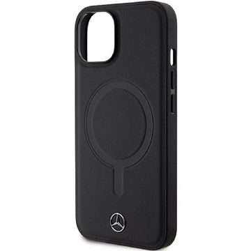 Mercedes Handyhülle Cover Case iPhone 14 MagSafe kompatibel Echtleder schwarz 6,1 Zoll, Kantenschutz