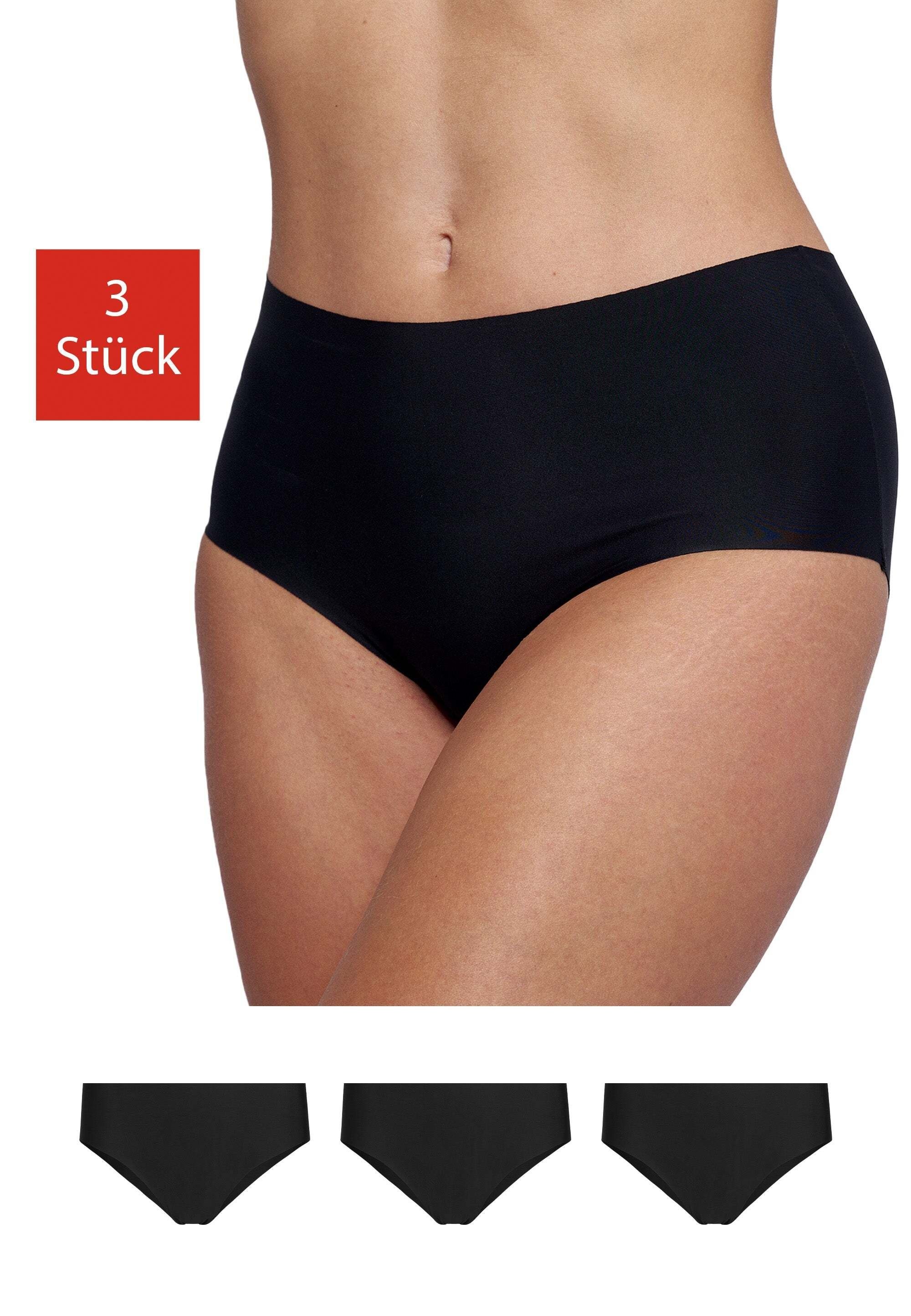 Panties deiner Hipster unter Zettel, unsichtbar 01 Hipster Kleidung SNOCKS ohne ohne Nähte, (3-St) Waist High kratzenden Schwarz aus Mikrofaser