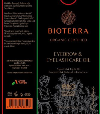 BIOTERRA Wimpernserum Bio Wimpern & Augenbrauen Serum 5ml - für volleres, stärkeres Wachstum, 1-tlg., 5 ml, vegan, biologisch, 100% natürlich, tierversuchsfrei