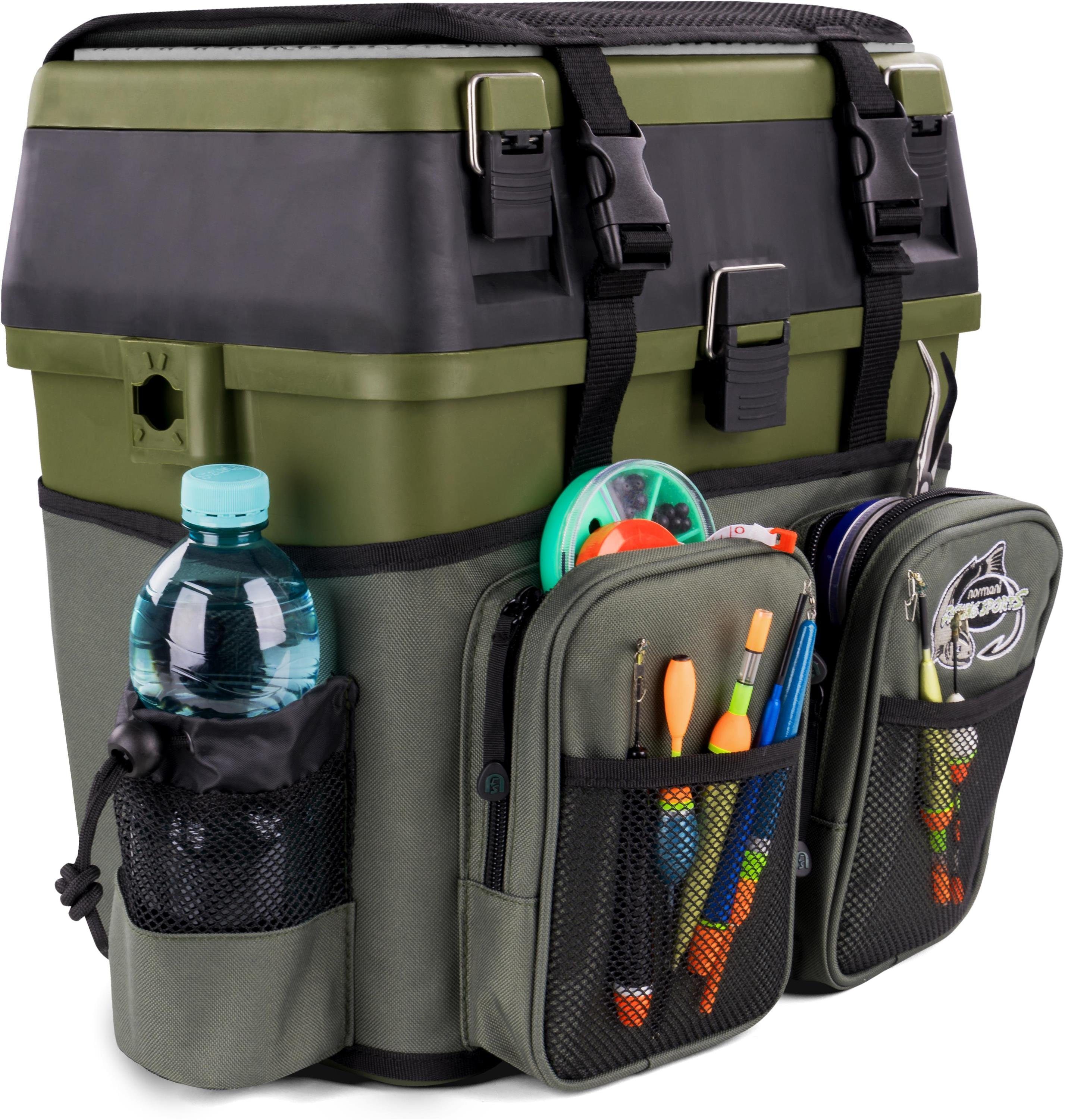 normani Angelkoffer Angelbox Bilbao, Angeltasche Sitzkiepe mit Rucksackfunktion und Tackle-Boxen