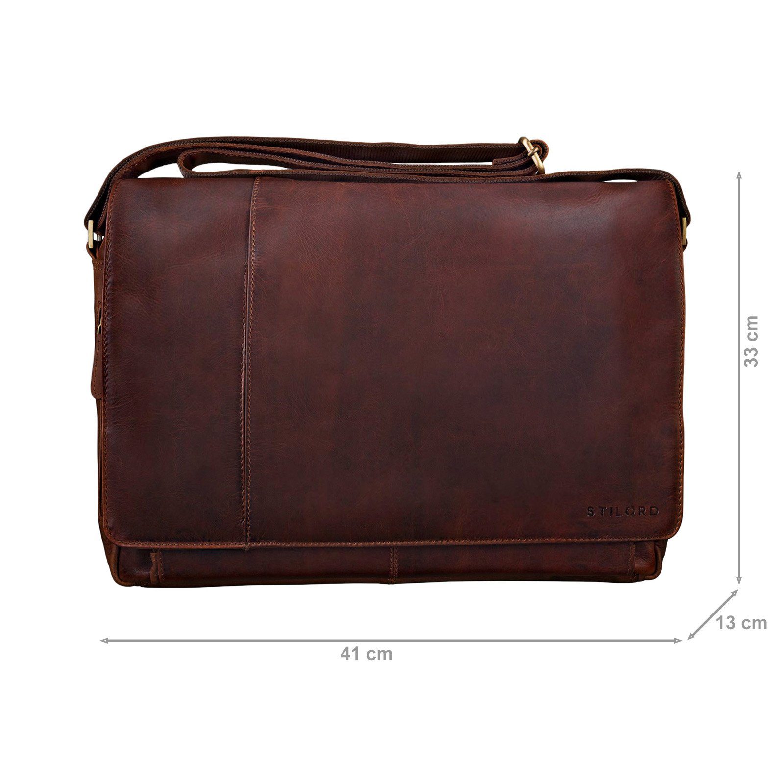 Laptoptasche STILORD 15,6 Laptop - Zoll Umhängetasche Herren "Elias" cognac dunkelbraun