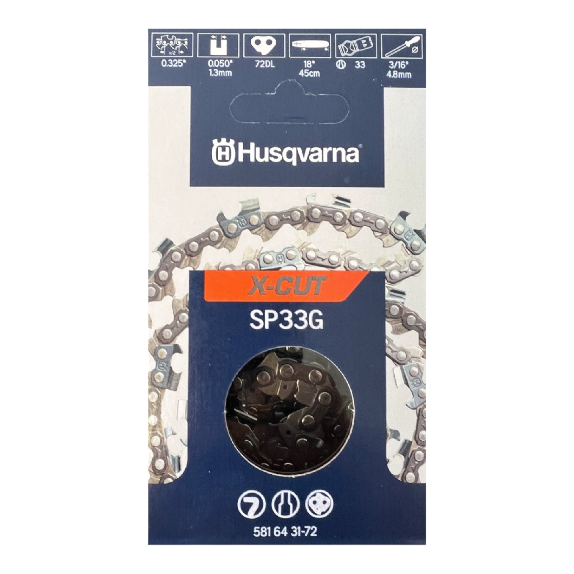 Husqvarna Ersatzkette X CUT SP33G 4x Sägekette Halb Meißel 1,3 mm 33 cm