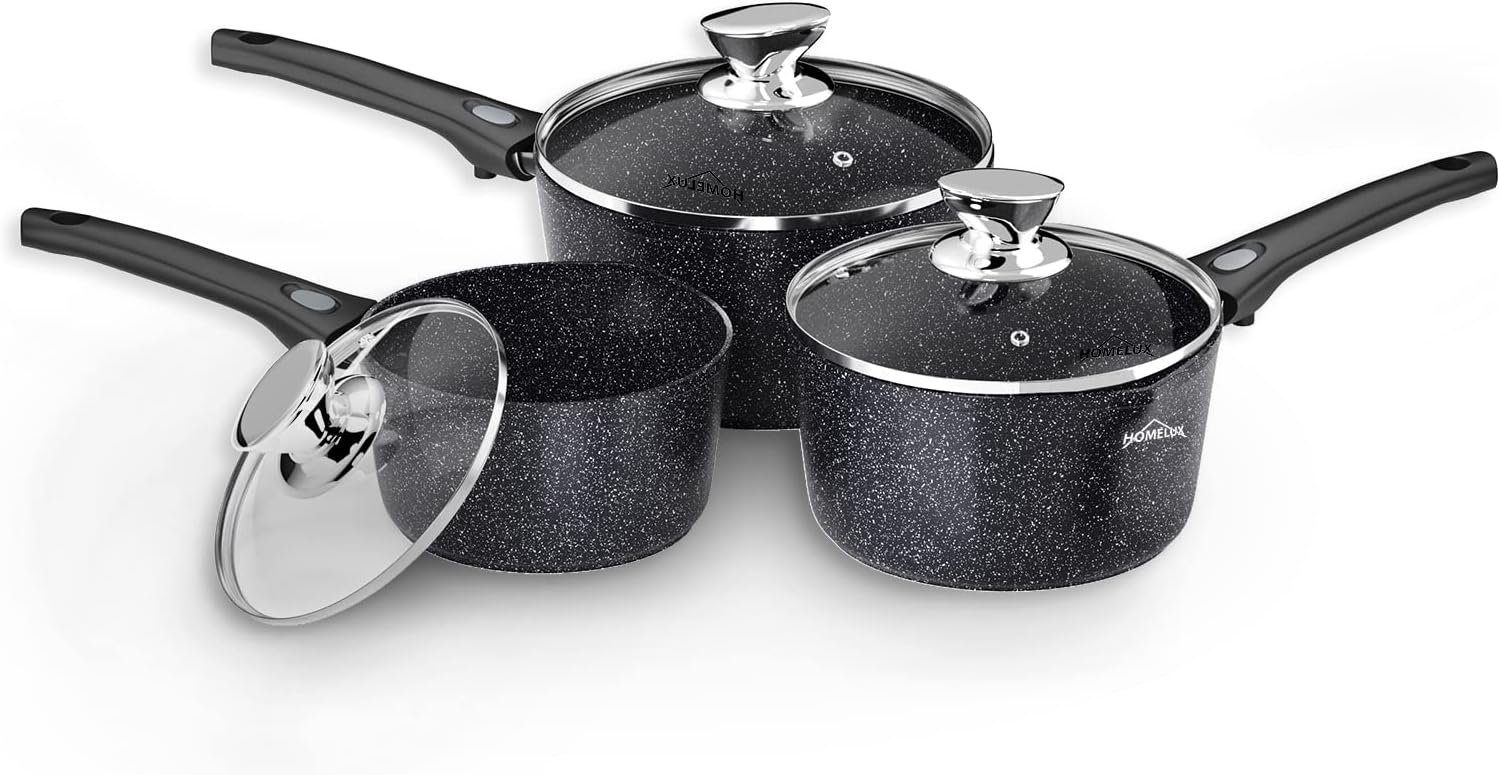 HOMELUX Kasserolle 16/28/20 cm Milchtopf Induktion Topf mit Ausgießer Abnehmbarer Griff, Aluminium, induktionsgeeignet