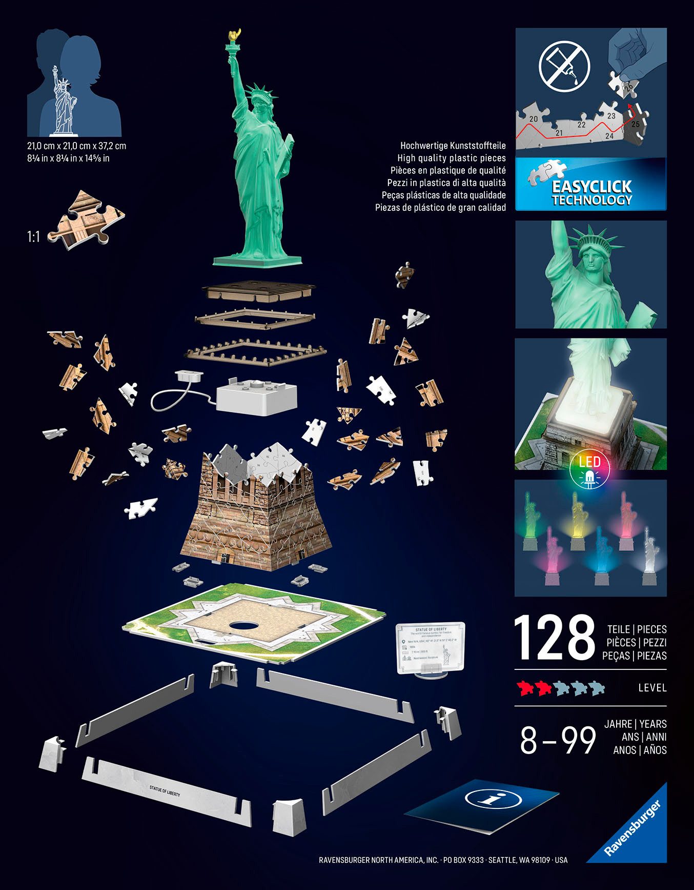 Ravensburger 3D-Puzzle Iconics: Freiheitsstatue - mit günstig online kaufen