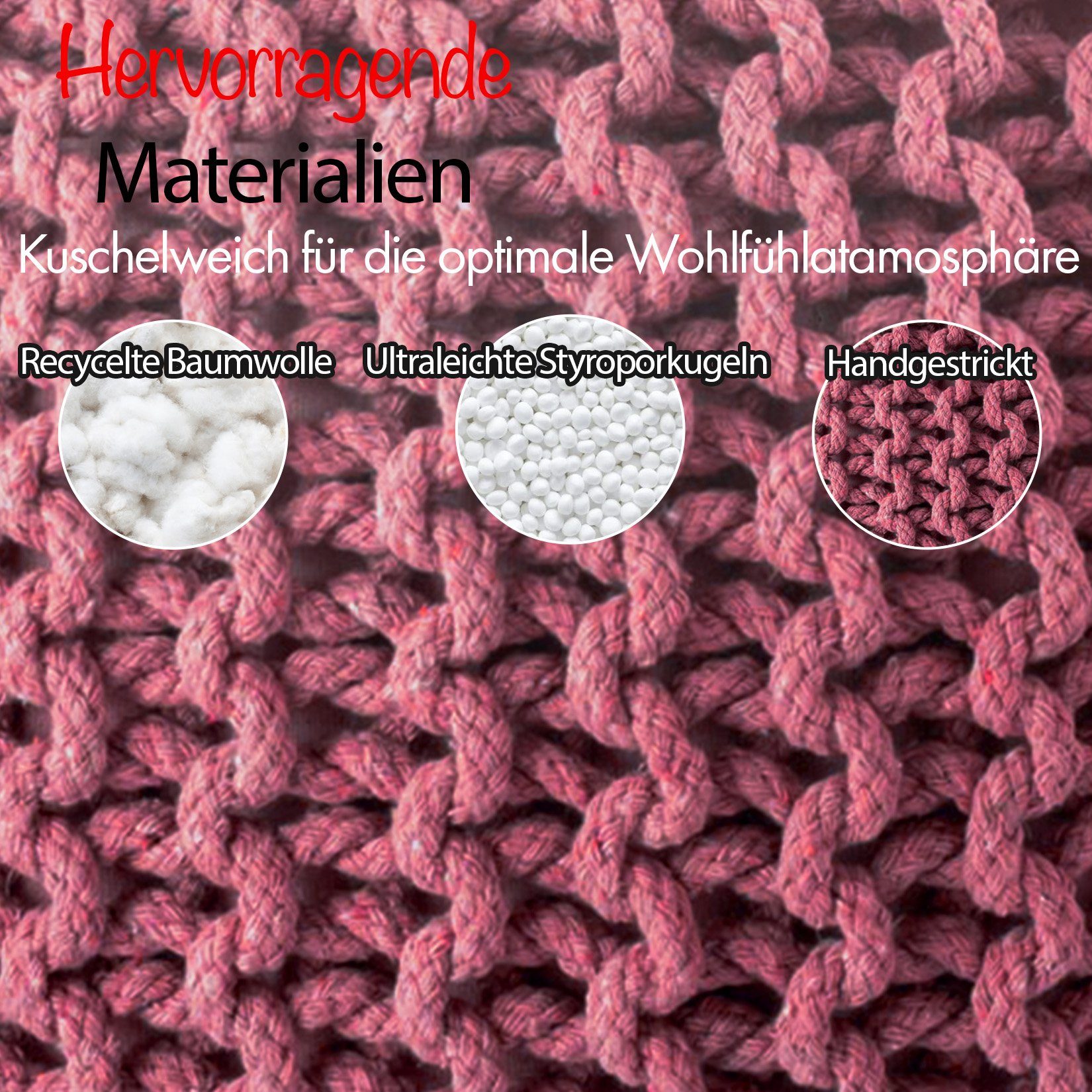 ELYFLAIR Pouf ELYFLAIR® Handgestrickter Pouf aus günstig online kaufen