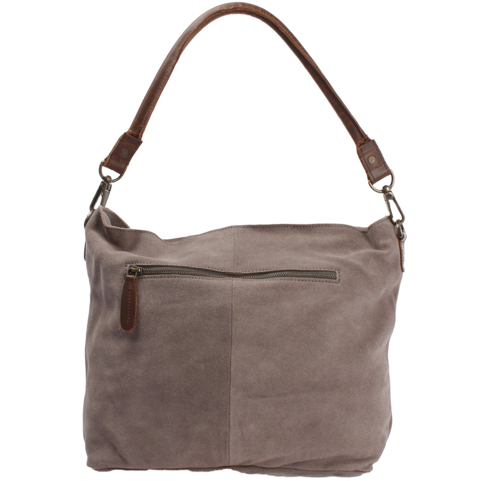 LECONI Schultertasche Handtsche Umhängetasche Damen Ledertasche Veloursleder LE0039, viele Fächer - längenverstellbarer Riemen - 41 × 32 × 10 cm