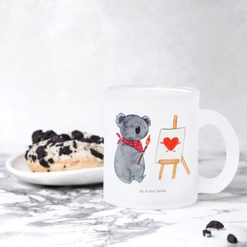 Mr. & Mrs. Panda Teeglas Koala Künstler - Transparent - Geschenk, Teetasse, Glas Teetasse, Tas, Premium Glas, Edler Aufdruck