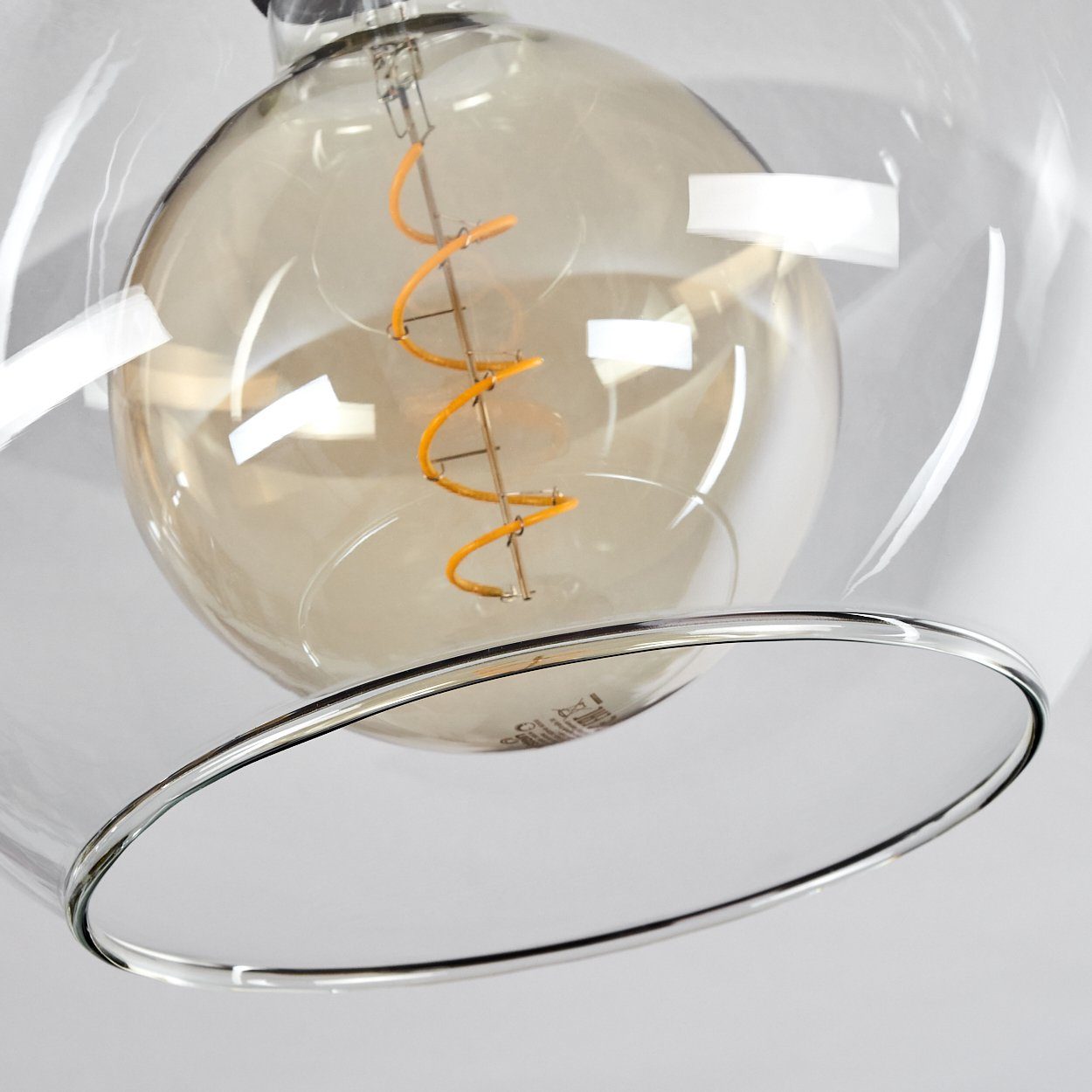 Glas Deckenlampe Leuchtmittel, (25cm), Metall/Glas Leuchte im aus Retro/Vintage-Design moderne ohne aus mit 3xE27 in Deckenleuchte »Cesaro« hofstein Schwarz/Klar, Schirmen