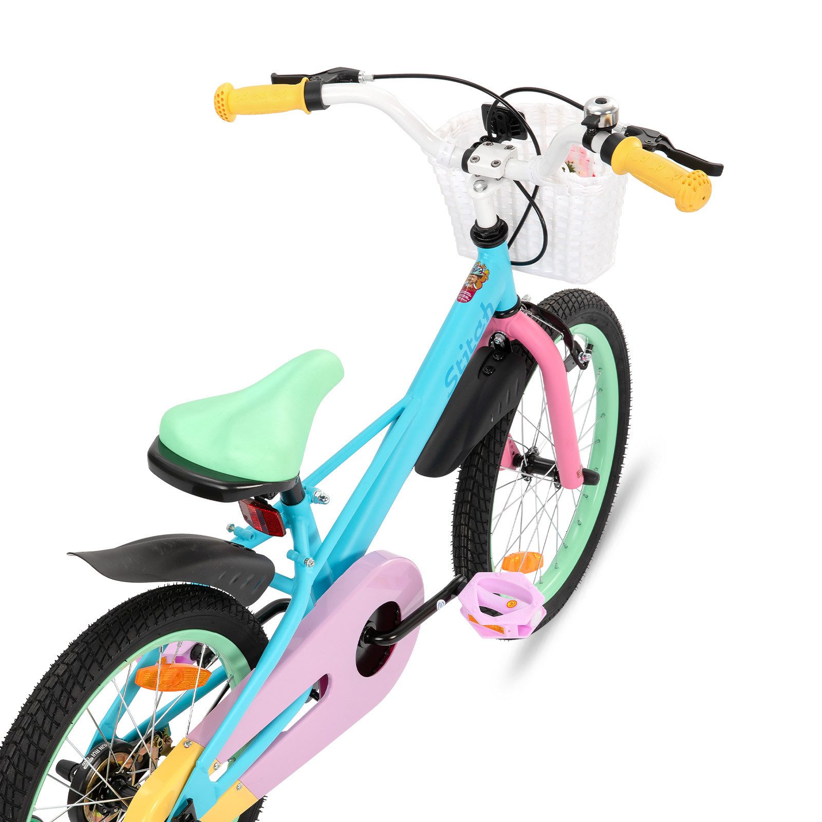 JOYSTAR Kinderfahrrad Macarons 12 14 16 18 Zoll fahrrad für 2-9 jährige Mädchen & Jungen, mit Korb,Stützrädern, Kotflügel, Korb, Fahrradklingel, Reflektorplatte